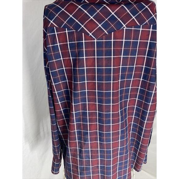 Wrangler-Mens Long Sleeve Western Pearl Snap Shirt, XL Plaid - Picture 3 of 7